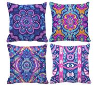 Cuscini Divano Boemia Copricuscini Divano 45x45cm - Viola Cuscini da Esterno Quadrate Cushion Covers Motivo Geometrico In Lino Protezioni con Cerniera Invisibile per Casa All’Aperto Decorazione 6L-718