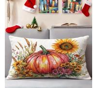 Cuscini Divano Girasole Federe Cuscini Divano 50x80 cm Set di 1 Copricuscini Zucca Lino Doppio Lato Stampato Cuscino Impermeabili da Esterno per Giardino Arredo Patio Balcone Autunno Decorativi 3s-292