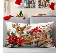 Cuscini Divano Inverno Federe Cuscini Divano 40x70 cm Set di 1 Copricuscini Cervo Lino Doppio Lato Stampato Cuscino Impermeabili da Esterno per Giardino Arredo Patio Balcone Autunno Decorativi 3s-180