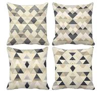 Cuscini, Divano Linea Federe Cuscini Divano 50x50cm Set di 4, Morbido Copricuscini Beige Federa Cuscino Doppia Faccia Stampa con Cerniera Invisibile, Domestica Soggiorno Camera da Letto -lsy25046J
