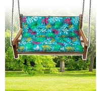 Cuscini extra spessi per dondolo da portico con schienale, 2-3 posti, cuscino di ricambio per esterni, per patio, giardino, prato, stampa floreale verde, 119,4 x 101,6 cm