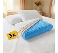 cuscini fiber - 3 Cuscino Memory Foam Forato Traspirante e Fresco Alto 13cm, Cuscini Letto Matrimoniale con Fodera Silver Sicura per la Pelle, Guanciale Letto Antiacaro Anallergico Made in Italy