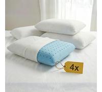 cuscini fiber - 4 Cuscini Memory Foam Forato Traspirante e Fresco Alto 13cm, Cuscini Letto Matrimoniale con Fodera Silver Sicura per la Pelle, Guanciale Letto Antiacaro Anallergico Made in Italy