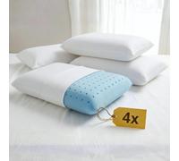 cuscini fiber - 4 Cuscini Memory Foam Forato Traspirante e Fresco Alto 13cm, Cuscini Letto Matrimoniale Ortopedici con Fodera Misto Cotone, Guanciale Letto Antiacaro Anallergico Made in Italy