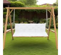 Cuscini impermeabili per dondolo a 2/3 posti, spessore 10 cm, per esterni, per panca da giardino, amaca, con schienale, colore bianco, lunghezza 150 cm