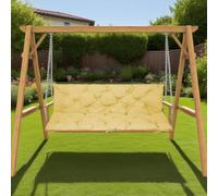 Cuscini impermeabili per dondolo a 2/3 posti, spessore 10 cm, per esterni, per panca da giardino, patio, amaca, con schienale, giallo crema, 150 cm