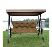 Cuscini impermeabili per panca a 2 o 3 posti, con cinghie, spessi e confortevoli, per esterni, per mobili da patio, schienale e baldacchino, compatibili con altalena, cachi, 100 x 100 x 10 cm