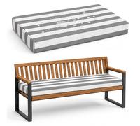 Cuscini impermeabili per panca da esterno, 70 x 30 x 5 cm, a righe grigie, antiscivolo, con 2 lacci, schiuma 50D, perfetti per giardino e patio, posti a sedere resistenti alle intemperie