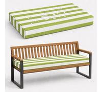 Cuscini impermeabili per panca da esterno, spessore 5 cm, schiuma 50D, antiscivolo, con 2 lacci, strisce verdi, perfetti per giardino e patio, 160 x 30 cm, in poliestere