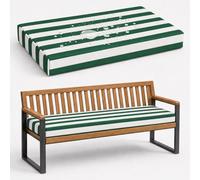 Cuscini impermeabili per panca da esterno, spessore 5 cm, schiuma 50D, antiscivolo, con 2 lacci, strisce verdi, ideali per giardino e patio, 110 x 35 x 5 cm, poliestere