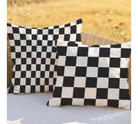 Cuscini In Bianco E Nero Fodere Cuscini 40x40cm Decorativi Copricuscini Divano Set di 2,Quadrate Lino Guanciale Con Cerniera Invisibile per Autunno Mobili Giardino Decorativi Regalo,Reticolo RC-925