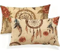 Cuscini Letto Beige Federa Cuscino Cacciatore Di Sogni Lino Federe Cuscino Letto Set da 2 Copricuscini Divano 60x40 Doppia Faccia Stampa per Matrimoniale Soggiorno Camera Balcone Decorazioni JK-118