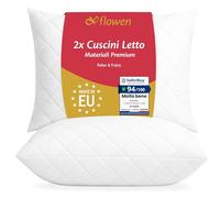 Cuscini Letto Coppia di Guanciali 40x60 per Dormire Imbottitura Standard Antiacaro Anallergico Traspirante Rettangolare per Matrimoniale Singolo con Federa Trapuntata Lavabile