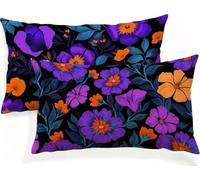 Cuscini Letto Orchidea Federa Cuscino Viola Lino Federe Cuscino Letto Set da 2 Copricuscini Divano 50x75 Doppia Faccia Stampa per Matrimoniale Soggiorno Camera Balcone Decorazioni Giardino JK-526