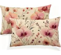 Cuscini Letto Rosa Federa Cuscino Orchidea Lino Federe Cuscino Letto Set da 2 Copricuscini Divano 30x50 Doppia Faccia Stampa per Matrimoniale Soggiorno Camera Balcone Sedie Decorazioni Giardino JK-560