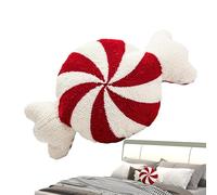 Cuscini natalizi, cuscino con caramelle alla menta - Cuscini per sedie natalizi con cuscino alla menta piperita - Cuscino a forma di caramella Simpatico peluche decorativo natalizio, cuscini e bianchi