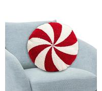 Cuscini Natalizi,Cuscino Menta Piperita Natale,Cuscini decorativi natalizi alla menta piperita per sedie - Cuscino a forma di caramella, peluche con decorazioni natalizie rosse e bianche per b