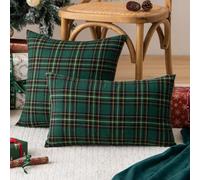 Cuscini Natalizi Per Divano Verde E Rosso 40x40 Tartan Scozzese Copricuscini Natalizie Decorativi Plaid Morbidi Christmas Natalizio Federe CusciniNatale Decorazioni(Green2,1pc 30x50cm/12x20in)