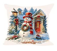 Cuscini per Divano 2 Pezzi Set, 35x35cm, Natale Popolo Neve, Cuscino da Divano Decorativi, Indoor Veluto/Outdoor Lino, Cushion Arredo Camera da Letto, Impermeabile Comfort ZY6X-856