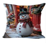 Cuscini per Divano 2 Pezzi Set, 35x35cm, Natale Popolo Neve, Cuscino da Divano Decorativi, Indoor Veluto/Outdoor Lino, Cushion Arredo Camera da Letto, Impermeabile Comfort ZY6X-857