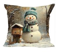 Cuscini per Divano 2 Pezzi Set, 35x35cm, Scatola Postale Popolo Neve, Cuscino da Divano Decorativi, Indoor Veluto/Outdoor Lino, Cushion Arredo Camera da Letto, Impermeabile Comfort ZY6X-860