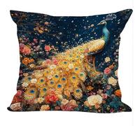 Cuscini per Divano 2 Pezzi Set, 50x50cm, Fiori Pavo, Cuscino da Divano Decorativi, Indoor Veluto/Outdoor Lino, Cushion Arredo Camera da Letto, Impermeabile Resistente Alle, Morbida Comfort ZY6X-320