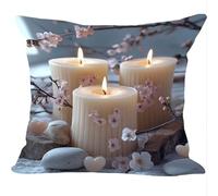Cuscini per Divano 2 Pezzi Set, 55x55cm, Candele Bianche, Cuscino da Divano Decorativi, Indoor Veluto/Outdoor Lino, Cushion Arredo Camera da Letto, Impermeabile Resistente Alle, Morbida Comfort ZY6X27