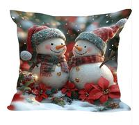 Cuscini per Divano 2 Pezzi Set, 55x55cm, Popolo Neve Rosso, Cuscino da Divano Decorativi, Indoor Veluto/Outdoor Lino, Cushion Arredo Camera da Letto, Impermeabile Comfort ZY6X-854