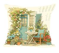Cuscini per Divano 2 Pezzi Set, 55x55cm, Tè Del Pomeriggio Giardino, Cuscino da Divano Decorativi, Indoor Veluto/Outdoor Lino, Cushion Arredo Camera da Letto, Impermeabile Comfort ZY6X-355