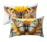 Cuscini per Divano 20 x 40 Set di 2, Mago del cambiamento Cuscini da Esterno Impermeabili Rettangolari, Farfalla Lino Federe Cuscino Divano, per Primavera Giardino Soggiorno Camera da Letto E-2257