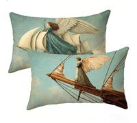 Cuscini per Divano 30 x 50 Set di 2, Angelo Cuscini da Esterno Impermeabili Rettangolari, Donna Velluto Federe Cuscino Divano, per Primavera Estate Giardino Soggiorno Camera da Letto, Regalo E-9985