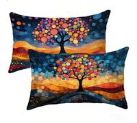 Cuscini per Divano 30 x 50 Set di 2, Colore Cuscini da Esterno Impermeabili Rettangolari, Albero della vita Velluto Federe Cuscino Divano, per Primavera Estate Giardino Soggiorno Camera Letto E-4309