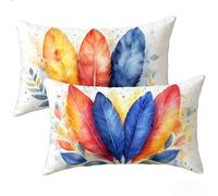 Cuscini per Divano 30 x 50 Set di 2, Colore Cuscini da Esterno Impermeabili Rettangolari, Piuma Velluto Federe Cuscino Divano, per Primavera Estate Giardino Soggiorno Camera da Letto, Regalo E-10667