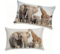 Cuscini per Divano 30x50 cm Set di 2 Bianco Cuscino 30 x 50 cm Cuscini Divano Lino Copricuscini Elefante Con Cerniera Invisibile per Primavera Estate Esterno Giardino Balcone Home Decorativi 3-677D8C