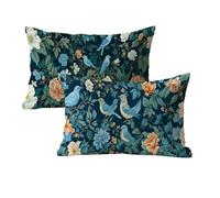 Cuscini per Divano 30x50, Set di 2, Pianta Motivo Cuscini da Esterno Impermeabili, Rettangolo Robusto Lino Copricuscini Casa Soggiorno da Letto Giardino Esterno Copricuscini Decorativi Blu U-495