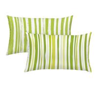 Cuscini per Divano 30x50 Verde Cuscini da Esterno Set di 2 Cuscino Divano Banda Motivo Disegno Impermeabili Lino Cushion Covers Doppia Faccia Stampa con Cerniera Invisibile per Room Decor Regalo X-548