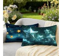 Cuscini per Divano 40 x 60 Set di 2 Cuscini da Esterno Impermeabili Rettangolari Blu, Cielo stellato Federe Cuscino Letto Decorativi Impermeabili in Lino Copricuscini Divano, Regalo per Donna W-1