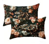 Cuscini per Divano 40 x 60 Set di 2, Serpente Cuscini da Esterno Impermeabili Rettangolari, Fiore Lino Federe Cuscino Divano, per Primavera Estate Giardino Soggiorno Camera da Letto, Regalo E-2875