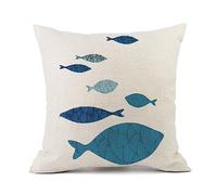 Cuscini per Divano 40x40 Pesce Blu Cuscini per Divano Cotone Biancheria Guanciali Letto, con Cerniera Invisibile Cuscino Letto Moderni Federe Cuscini per Divano Soggiorno