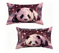 Cuscini per Divano 40x70 cm Set di 2 Panda Federe Cuscini Divano 40 x 70 cm Federe Cuscini Divano Flower Throw Pillows Lino Con Cerniera Invisibile per Giardino Decorazioni Casa, Regalo Donna 5-Z86F47