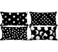 Cuscini per Divano 40x70 Set di 4 Nero Federe Cuscini Divano Astratto Cushion Covers Esterno Impermeabili Morbido Rettangolo Federa per Autunno Decorazione Della Casa Arredo Camera da Letto f-2740l