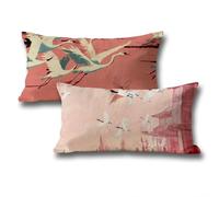 Cuscini per Divano 40x80 Velluto Rosa Uccelli Stampa Decorazioni Autunnali Federe Cuscino Letto, con la Cerniera Invisibile, Casa Camera da Letto Halloween Decorazioni Copricuscini Divano L-402