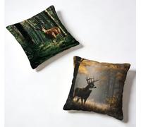 Cuscini per Divano 45 x 45 Set di 2 Cervo Federe Cuscini Divano 45x45 cm Grandi Copricuscini Albero Throw Pillows Lino Con Cerniera Invisibile per Giardino Decorazioni Casa, Regalo Donna R-LF756Z