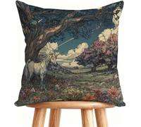 Cuscini per Divano 45x45 cm Cuscino Cavallo Federe Cuscini Divano Lino Motivo Stampa Fronte-retro Design Con Cerniera Invisibile Flower O-0K7TD