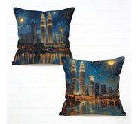 Cuscini per Divano 45x45 cm Set di 2 Kuala Lumpur Cuscino 45 x 45 Federe Cuscini Divano Lino Copricuscini Colore Motivo Stampa Fronte-Retro Design Con Cerniera Invisibile Primavera Decorativi 0-687F40