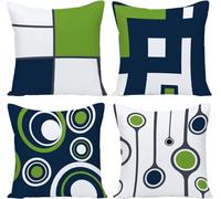 Cuscini per Divano 45x45cm 4 Pack Federa per Cuscini,Copri Cuscini per Divano Cotone Lino Moderni Quadrate Federa per Cuscino Divano Auto Soggiorno Camera da Letto Home Decor Geometria verde,18x18in