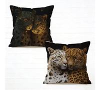 Cuscini per Divano 45x45cm Set di 2 Giallo Leopardo Set Cuscini Divano Esterno Impermeabili Velluto Quadrato Copricuscini Con Cerniera Invisibile per Esterno Giardino Primavera Decorativi T-7546OJ