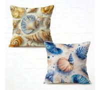 Cuscini per Divano 45x45cm Set di 2 Tinta Unita Conchiglia Set Cuscini Divano Esterno Impermeabili Velluto Quadrato Copricuscini Con Cerniera Invisibile per Giardino Primavera Decorativi Z-687Y0F