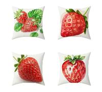 Cuscini per Divano 45X45CM Set di 4 Bianco Fragola Cuscini Esterno Decorative Lino Piazza Copricuscini con Cerniera Invisibile per Giardino Balcone Home Decorativi Regalos, Interni ed Esterni N-X1741