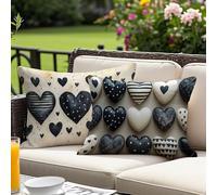 Cuscini per Divano 50 x 70 Set di 2, Geometria Cuscini da Esterno Impermeabili Rettangolari, Amore Lino Morbidi e Traspiranti Decorativi Federe Cuscino Divano, per Soggiorno Camera da Letto O-8706